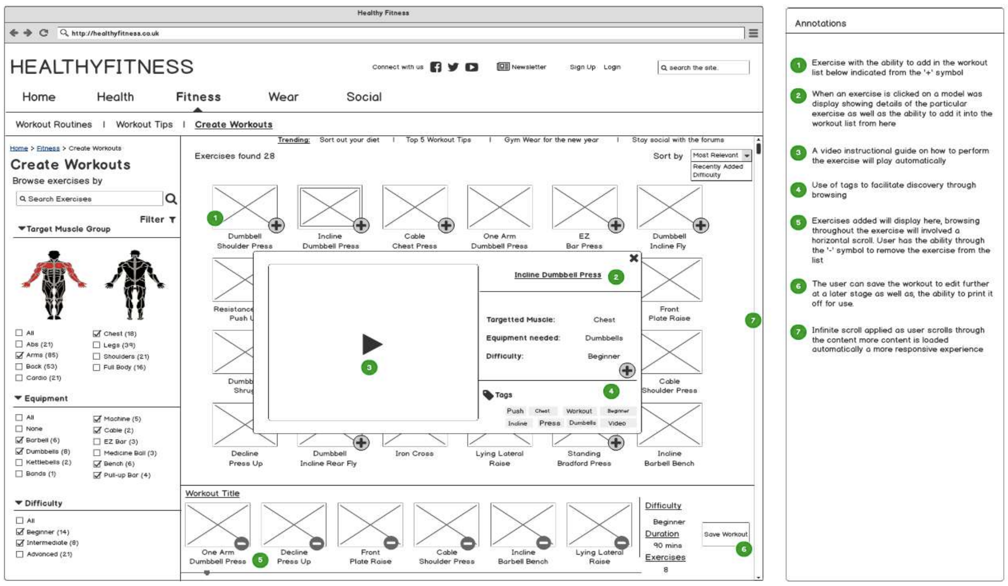 Information architecture create workouts